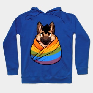 Comfy Womfy Furry Pride German Shepherd LGBTQ Rainbow Hoodie